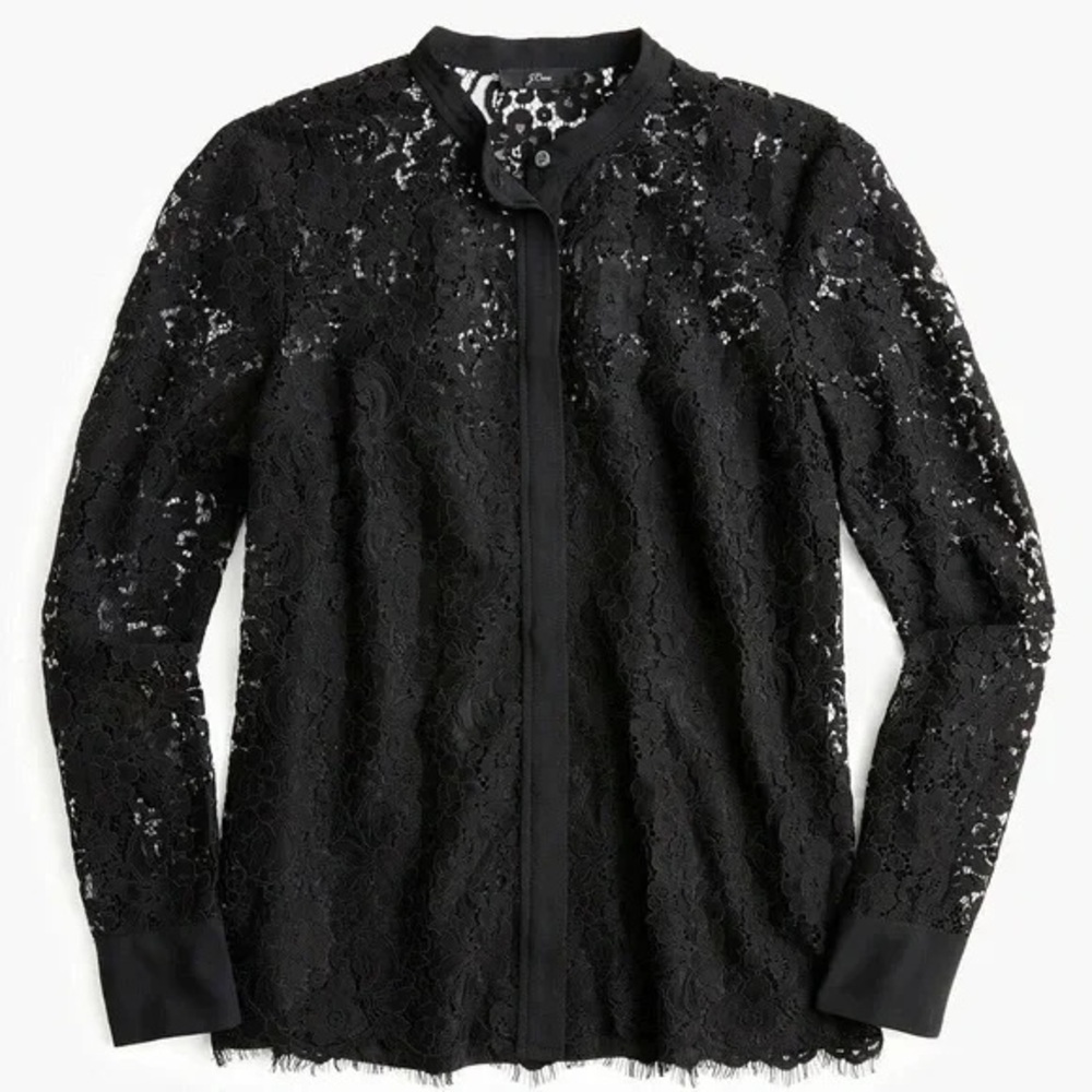 J Crew Classic Fit Lace Button Down Blouse 4